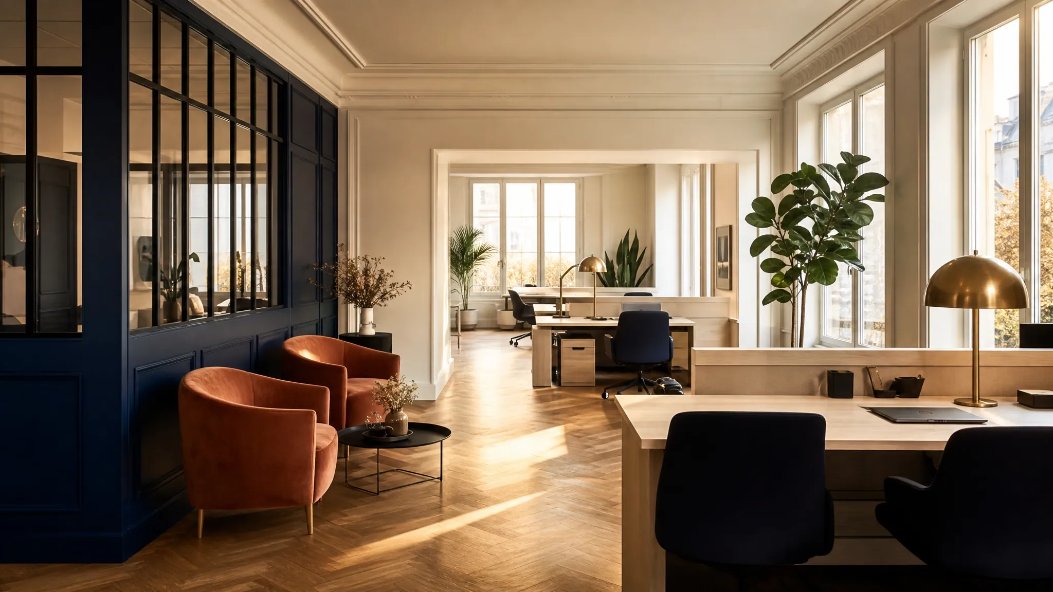 Espace de travail lumineux du cabinet Emet Expertise en Île-de-France